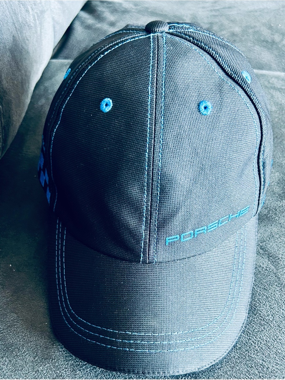 Porsche Design Black Cap with Blue Stitching (Unisex adjustable fit)